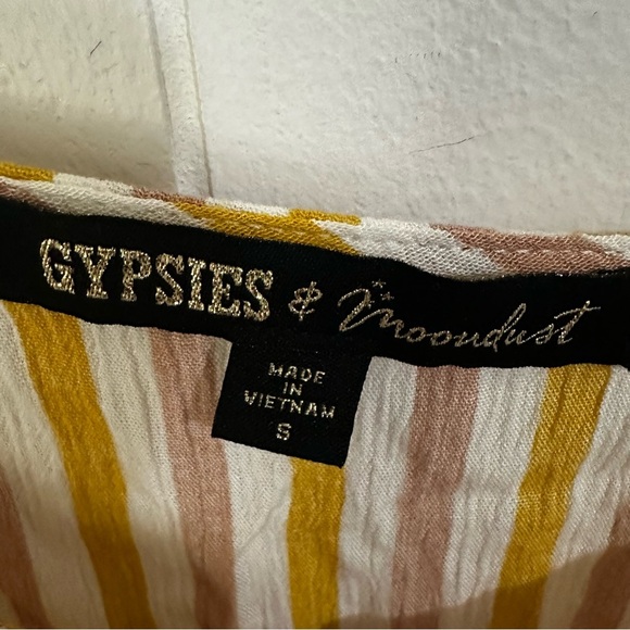 Gypsies & Moondust Yellow Cream Puff Sleeve Peplum Blouse - Picture 3 of 4